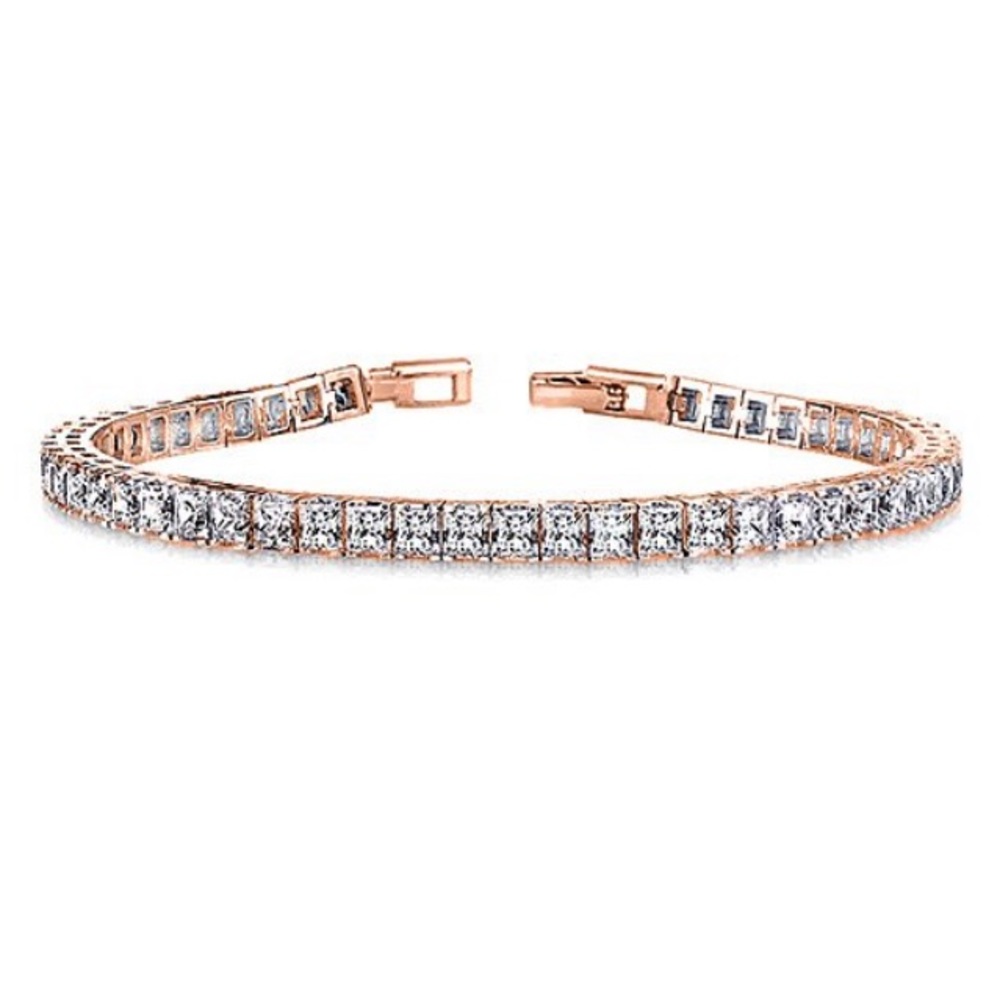 18K Rose Gold Princess Cut Tennis Bracelet